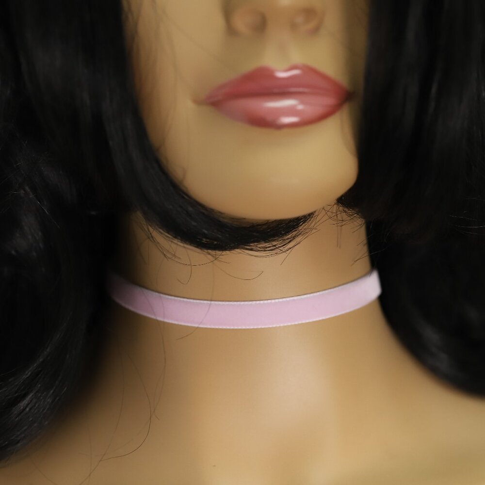 Light Pink Velvet Choker Swiss velvet Adjustable Necklace pink Chokers (#46)